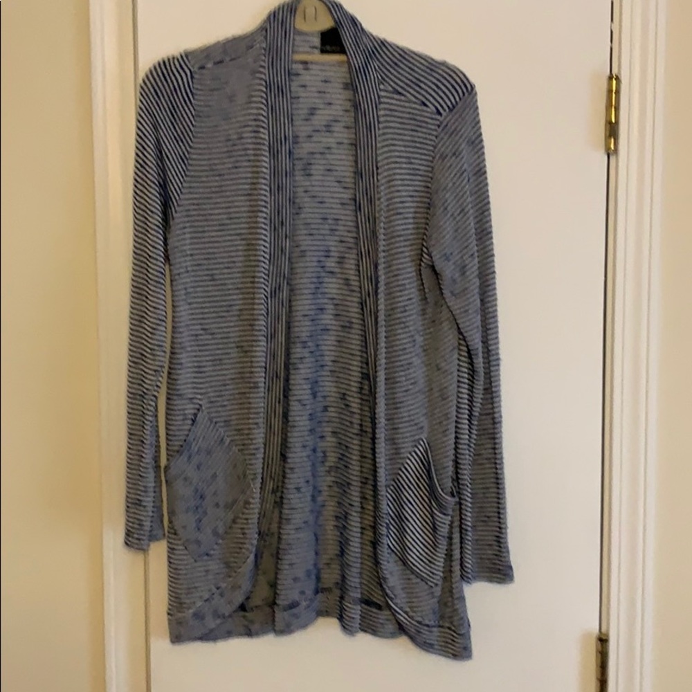 Nordstrom Rack blue/ white stretchy open cardigan
